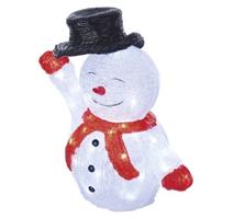 EMOS LED vánoční sněhulák s kloboukem, 36 cm, venkovní i vnitřní, studená bílá, časovač