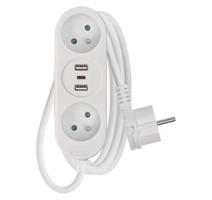 EMOS Prodlužovací kabel 1,4 m / 2 zásuvky+2×USB-A+1×USB-C / bílý / PVC / 1,5 mm2