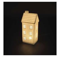 EMOS LED keramický domeček, 16 cm, 1x CR2032, vnitřní, teplá bílá, časovač