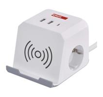 EMOS Prodlužovací kabel - kostka 2 m / 2 zásuvky / bílý / 2×USB-A+1×USB-C+Qi / 1,5 mm2