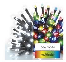 LED vánoční řetěz 2v1, 10 m, venkovní i vnitřní, studená bílá/multicolor, programy