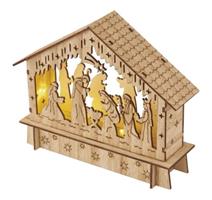 EMOS LED vánoční betlém dřevěný, 15 cm, 2x AA, vnitřní, teplá bílá, časovač