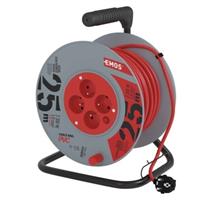 EMOS Prodlužovací kabel na bubnu 25 m / 4 zásuvky / červený / PVC / 230 V / 1 mm2