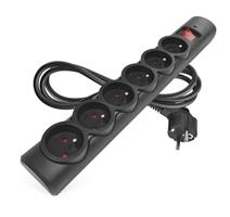 EMOS Přepěťová ochrana – 6 zásuvek, 1,5 m, černá