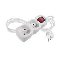 EMOS Prodlužovací kabel 1,4 m / 2 zásuvky / s vypínačem / bílý / PVC / 1 mm2