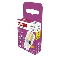EMOS LED žárovka Classic JC / G9 / 4,2 W (40 W) / 470 lm / neutrální bílá 