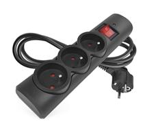 EMOS Přepěťová ochrana – 3 zásuvky, 1,5 m, černá