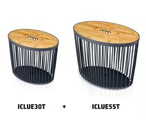 Prosperplast Set Prosperplast 2 univerzálních oválných košů s bambusovými víky CLUBO 30+55l antracit 