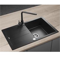 CONCEPT SET Dřez granitový s odkapem DG10C45bc + Baterie dřezová granit BDG4227bc 