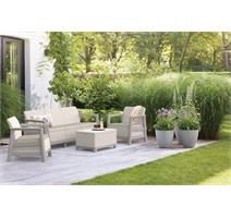 Keter Zahradní nábytek Keter Scandi set třísedadlová pohovka + 2 křesla + úložný stůl béžovo šedý