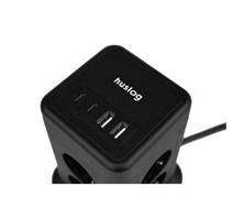 HUSLOG 15W 8x z.2xUSB-C,2xUSB,1.4m černá 