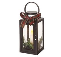 EMOS LED dekorace – vánoční lucerna se svíčkou černá, 20 cm, 3x AAA, vnitřní, vintage