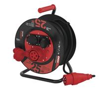 EMOS Venkovní prodlužovací kabel na bubnu 25 m / 3 zásuvky / černý / guma / 230V/400V / 1,5 mm2