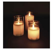 EMOS LED dekorace – 3x vosková svíčka ve skle, 6x AA, teplá bílá, časovač