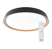 EMOS LED přisazené svítidlo ILVI, kruhové 45W, stmívání+CCT, černá+dřevo
