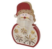 EMOS LED dekorace dřevěná – Santa, 30 cm, 2x AA, vnitřní, teplá bílá, časovač