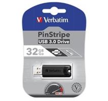VERBATIM 32GB USB Flash 3.0 PinStripe Bk 