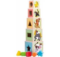 Woody 102195005 Věž z 5ti kostek zvířát. 