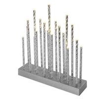EMOS LED svícen stříbrný, 28,5 cm, 3x AA, vnitřní, teplá bílá, časovač